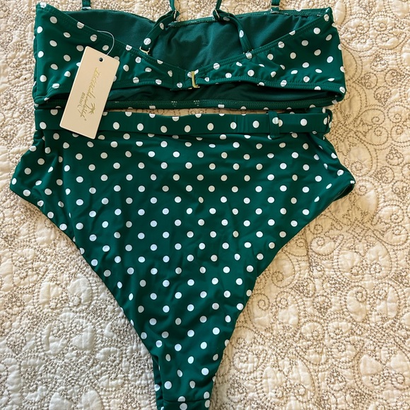 Beach Joy High Rise Bikini Green Polka Dot Bikini. - Picture 4 of 6